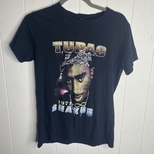 Unisex Tupac Shakur‎ 1971 Graphic T Shirt S Black Hip Hop Rap 90s Iconic Legend